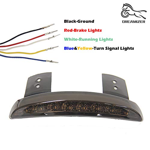 DREAMIZER Bike Motorcycle Lights Rear Fender Edge Red LED Brake Tail light Motocycle for Harley Touring Sportster XL 883 1200 Cafe Racer Red Light with Smoked Black
