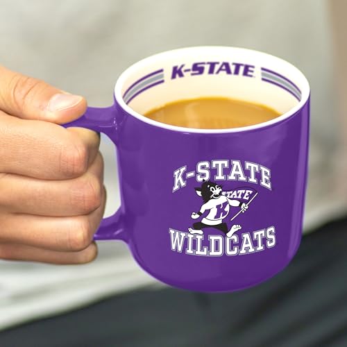 Image of Logo Brands NCAA Kansas State Wildcats 15 oz Stripe Coffee Mug - Vintage Team Logo, Inside Print & Stripes, Microwave & Dishwasher Safe- Great Gift For Fans & Alumni