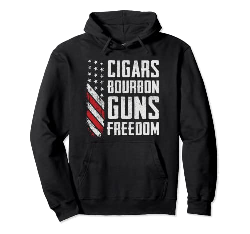 Cigars Bourbon Guns Freedom - Bandera de Estados Unidos Beber Funny Gun Sudadera con Capucha