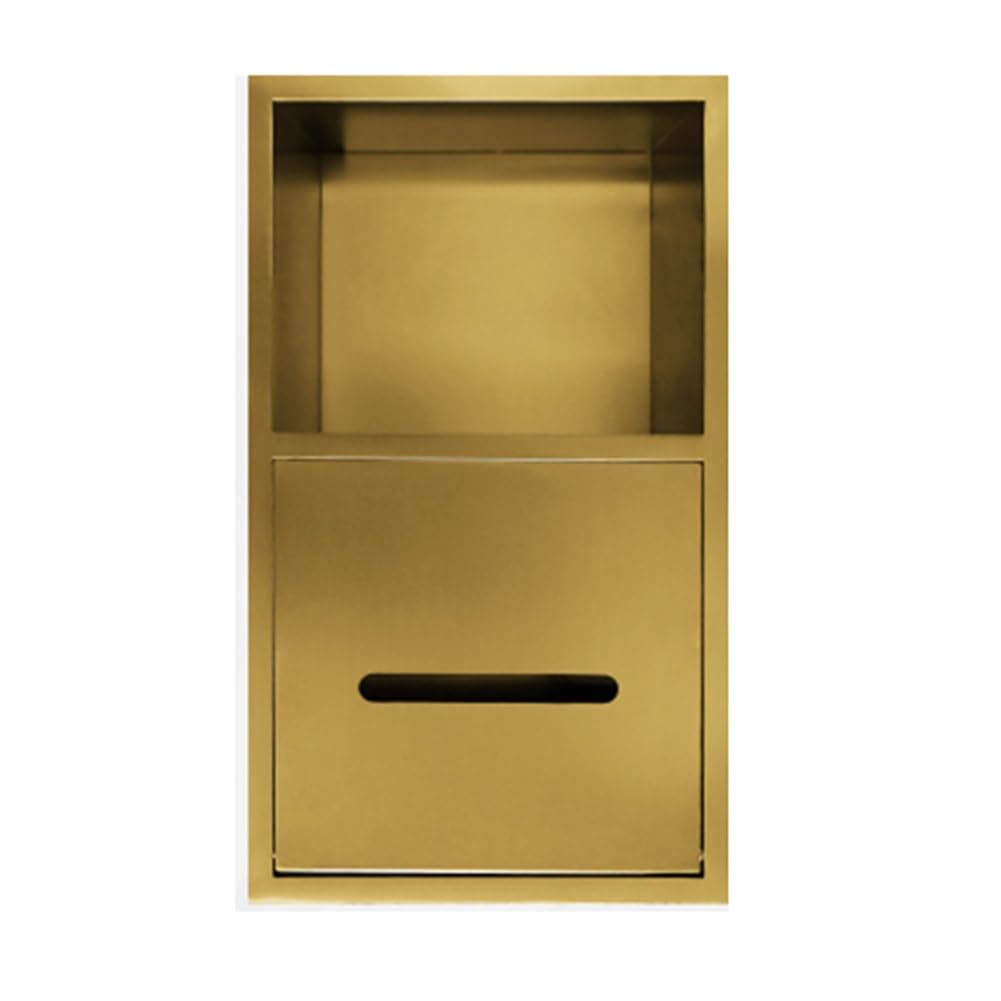 Recessed Toilet Paper Holder Niches, Stainless Steel Shower Niche With Toilet Paper Holder Multicolor Multiple Sizes(Gold,A200x400x125mm)