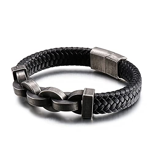 Bracelet punk fantaisie KnSam en cuir et chaîne d'acier pour vos soirées