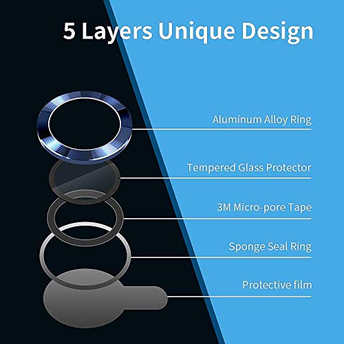 Image of V MOBITE Camera Lens Protector Ring for iPhone 12 Pro | Scratch Resistant Metal Camera Lens Guard | HD Clear Anti-Shock Dustproof Lens Protection Cover | Easy Installation Blue