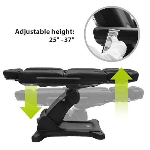 Image of SKINACT Malibu Electric Medical Spa Facial Treatment Chair /Table with 240 Swivel Base, Adjustable Backrest, Leg Rest and Wired Hand Remote Control (Black)