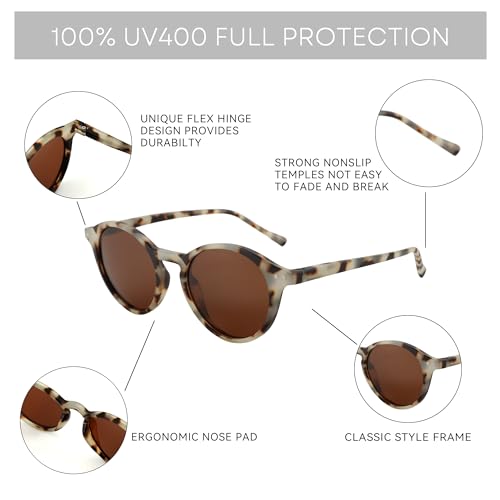 Image of ZENOTTIC Polarized Round Sunglasses, Stylish Sunglasses for Men and Women Retro Classic, Multi-Style Selection