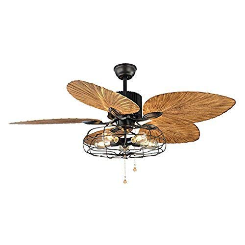 KARFRILighting of The Industry of The Ventilation of The Half of The Light Flush Ceiling - Ancient Litfad Vintage Retro Ceiling Fan Chandelier Pendant Lamp Cage a,Colour Name:Pull th