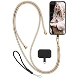 moex Unleash für BlackBerry Classic Handyband zum Umhängen ohne Hülle, Handykette Universal mit Karabiner, Handy Band abnehmbar, Kette mit Pad für Handyhülle, Beige, Gold