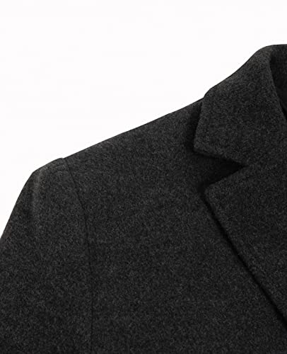Image of Lisskolo Men's Wool Blend Trench Coat Casual Single Breasted Warm Pea Coat | Notch Collar Classic Overcoat, Wind Resistant, Layering for Work, Business Formal Casual Party Dating Holiday Fall Winter