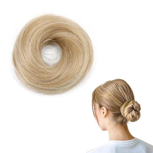 THXFUNARE Gomas para Pelo Liso para Mujer, Moño Postizo Elástico, Moño Desordenado, Accesorios Donut para el Cabello, Moño Sintético para Mujeres (Rubio decolorado)