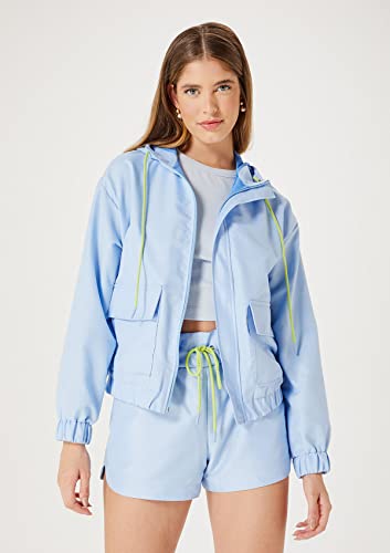 Jaqueta Feminina Corta Vento Com Capuz - Azul XP