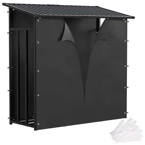 ISOISL Kaminholzregal Aussen 185 x 70 x 185 cm Holzaufbewahrung 2,3 m³ Kaminholzlager Stapelhilfe Aussen Metall Brennholzregal Garten Kaminholzlager Anthrazit