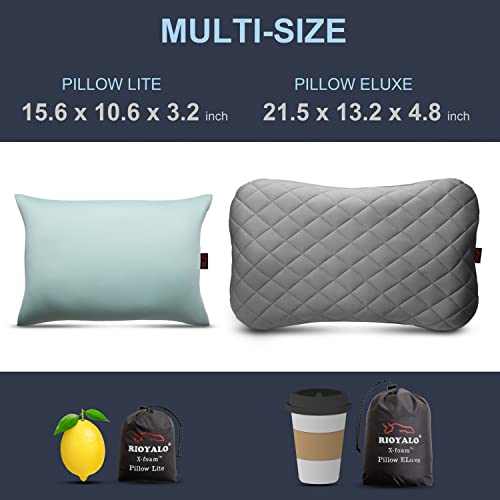 Rioyalo X-Foam Inflatable Camping Pillow Eluxe With Removable Foaming Cover | Comfortable, Washable Ultralight Portable Neck Lumbar Support | Backpacking, Hiking, Travel, Air | X-Large (Space Grey) #TOP4