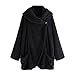 Produktbild iHENGH Damen Herbst Winter Bequem Mantel Lässig Mode Jacke Mode Frauen Knopf Mantel Flauschige Schwanz Tops Mit Kapuze Lose(Schwarz-1, XL)