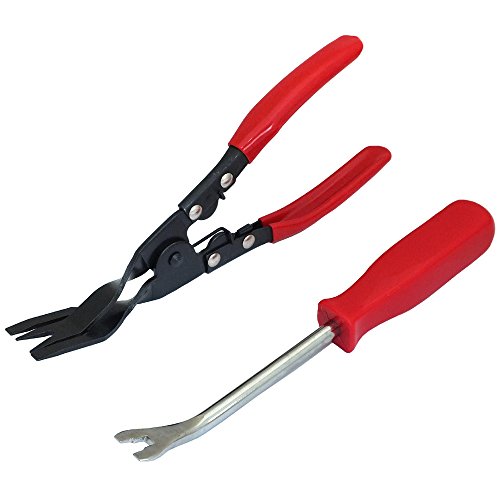 Image of Tooltime 2 Piece Car Door Panel and Trim Clip Removal Pliers Plus Car Door Trim & Upholstery Remover Tool