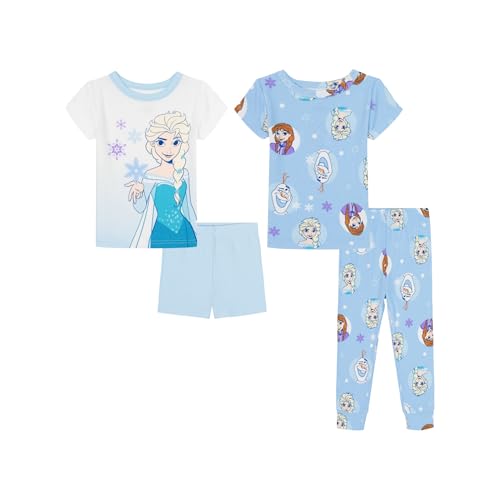 Disney Girls 4-Piece Snug-fit Cotton Pajama Set Soft & Cute for Kids FROZEN 3T