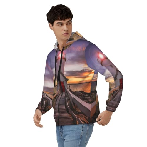 Sweat à capuche zippé homme manches longues veste décontractée Lighthouse