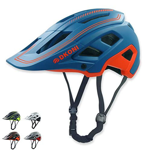 Bike Helmet Mountain Bike Helmets For Adults:men Women Bicycle Helmet Certified Mtb Cycling Helmet Lightweight With Visor (Medium, Blue/Orange) #TOP8