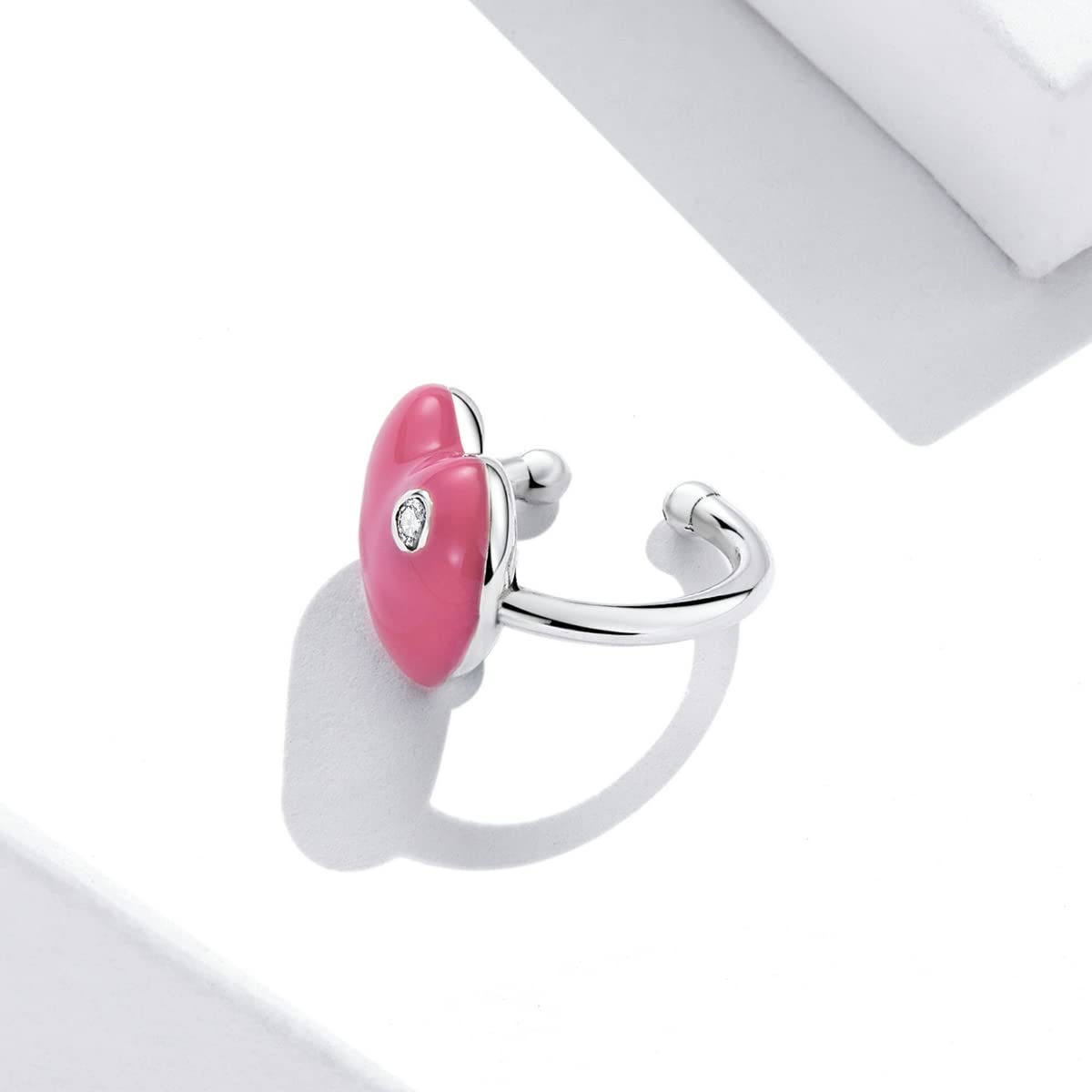 Orecchini a polsino in argento Sterling 925 a forma di cuore, in oro rosa, leggeri, comodi per tutti i giorni