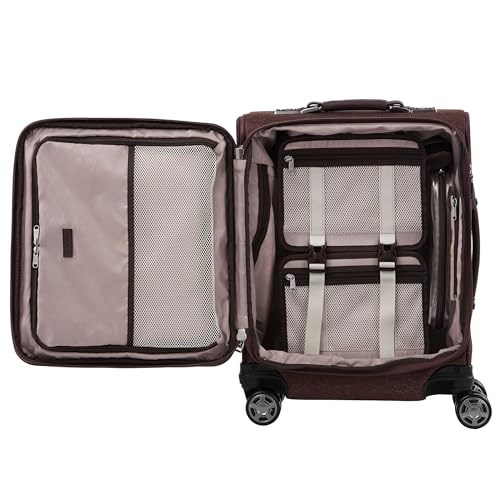 Image of Travelpro Platinum Elite Softside Expandable Carry on Luggage, 8 Wheel Spinner Suitcase, USB Port, Men and Women, International, Bordeaux Red, Carry On 19-Inch