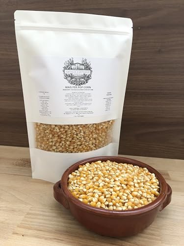 Mais per Pop Corn - Naturalmente Privo di Glutine - Prodotto di Qualità Superiore in Sacchetto di Carta Kraft Richiudibile - 1 Kg - Senza Sale, Conservanti o Additivi -