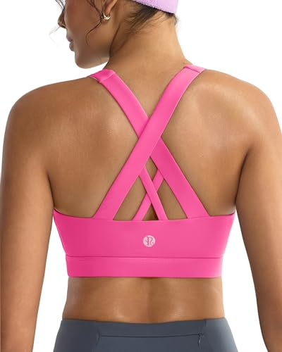 Image of RUNNING GIRL Sports Bras for Women,Padded Strappy Sports Bras Criss-Cross Back Medium Support Sports Bras with Removable Cups