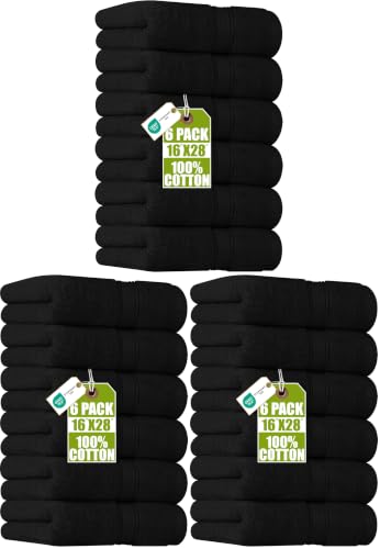 Image of Utopia Towels 18 Pack Premium Hand Towels Set, 16 by 28 inches, 100% Ring Spun Cotton, Ultra Soft and Highly Absorbent 600GSM Towels for Bathroom, Gym, Shower, Hotel, and Spa, Black