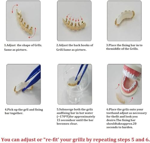 18K Gold Plated Hip Hop Teeth Grillz Caps Open Face 6 Top & 6 Bottom Mouth Grills for Your Teeth Rugged Grillz for Men Women Rapper Costume (Gold-silver) by Huliyhus - Used condition - Image 6