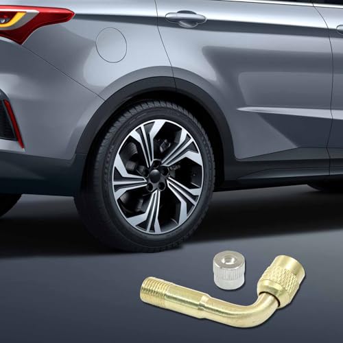 Image of Zorfeter Tire Valve Extension, 8.25 Inch Flexible Valve Stem Extenders with 90 Degree Brass Tire Valve Extension Adaptor Compatible for Cars, Harleys, RV, Truck, Bicycles, Motorcycles