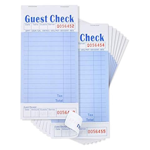 Gäste-Scheckbuch, Server-Notizblöcke und Kellnerin-Bestellblöcke, 50 Schecks pro Buch für insgesamt 600 Gästeschecks, 8,9 x 17,1 cm (600) Cover