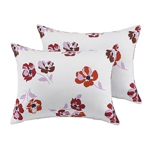 kate spade new york Fall Poppies Full/Queen Comforter Set, 300 Thread Count and 100% Cotton, All Season 3 Piece Reversible Bedding Set, Machine Washable, White and Garnet kate spade new york Fall Poppies FullQueen Comforter Set 300 Thread Count and 100 Cotton All Season 3 Piece Reversible Bedding Set Machine Washable White and Garnet