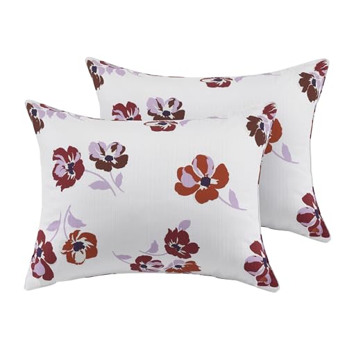 kate-spade-new-york-Fall-Poppies-FullQueen-Comforter-Set-300-Thread-Count-and-100-Cotton-All-Season-3-Piece-Reversible-Bedding-Set-Machine-Washable-White-and-Garnet kate spade new york Fall Poppies FullQueen Comforter Set 300 Thread Count and 100 Cotton All Season 3 Piece Reversible Bedding Set Machine Washable White and Garnet