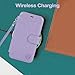 VANAVAGY Compatible for iPhone 13 Pro Wallet Case for Magsafe Wireless Charging, PU Leather Flip Folio Phone Case with Wrist Strap RFID Blocking Card Holder Screen Protector,Clove Purple