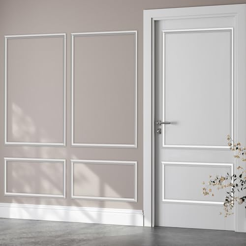 Pangda Peel and Stick Wall Molding Kit, 3D Premade Accent Molding Wainscoting Panel for Interior Wall Moulding Decor, Ready to Assemble Wainscoting Accent Panel (3 Set,39 x 63 in+39 x 28 in)