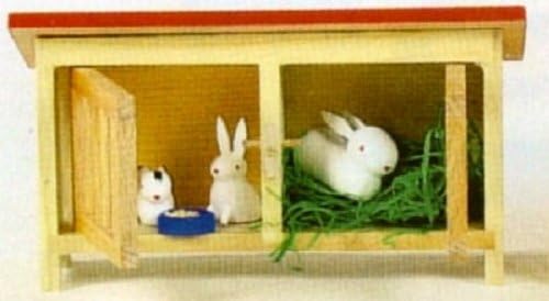 German Wood Miniature Rabbit Hutch 5 Piece Set