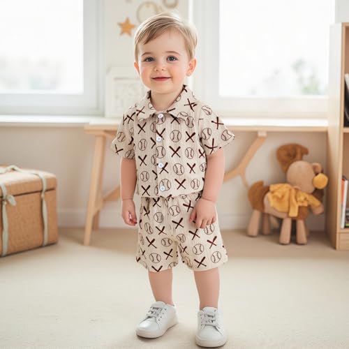 Toddler Baby Boy Clothes Summer Outfits Lapel Collar Vacation Short Sleeves Shirt Tops Shorts 2Pcs Set3