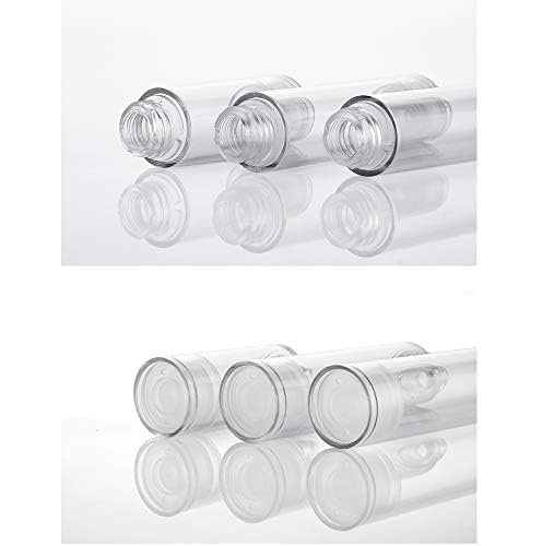10 Pcs Clear Airless Pump Bottles,Refillable Empty Transparent Plastic Airless Lotion Pump Vacuum Container Diffuser Travel Size Lotion Sample Packing Vial-FREE Funnel,Dropper (15ml/0.5 Qunce)4