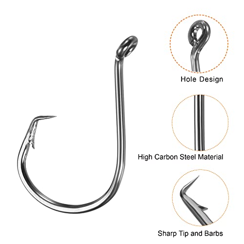 PATIKIL 3/0# Fishing Circle Hooks, 10 Pack 1.34" L Carbon Steel Offset Hook with Barbs for Freshwater Saltwater Black - Image 4