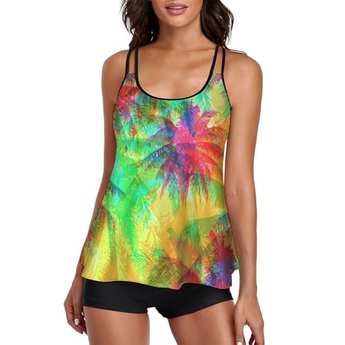 Bikini avec short de garçon tankini masquant pour le confort des femmes
