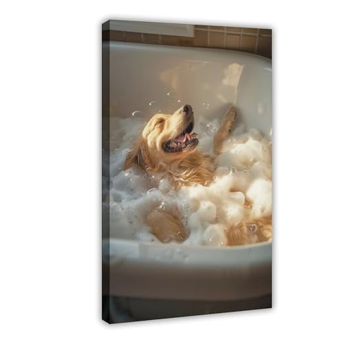 Impression sur toile Golden Retriever tableau décoration salon 50x75 cm