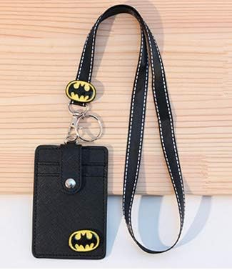 Cute Cartoon ID Badge Holder with Lanyard, 2-Sided PU Leather ID Case Holder, Snap Design with 3 Card Slots, ID Badge Card Holder with Key Ring for Women Girls Students Teens