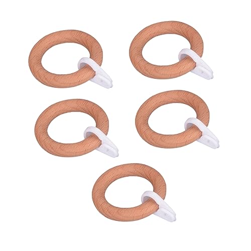 FUNOMOCYA 5Pcs Solid Wood Curtain Rings Hanging Circles for Roman Rods Elegant Design Strong and Sturdy for Drapery Living Bedroom and Kitchen