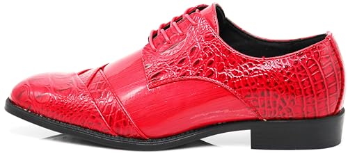 Image of STW Men's Alligator Crocodile Print Oxfords Fashion Lace Up Dress Shoes