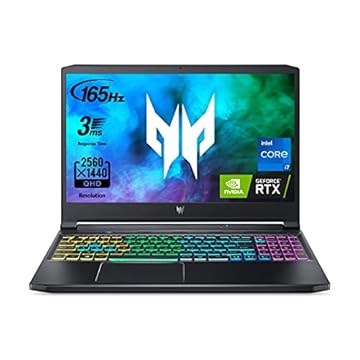 Acer Notebook para jogos Predator Triton 300 PT315-53-70RT | Intel i7-11800H | GPU para laptop NVIDIA GeForce RTX 3060 | Tela IPS de 39.6 cm QHD 165Hz 3ms | DDR4 de 16 GB | SSD de 1 TB | Killer WiFi 6