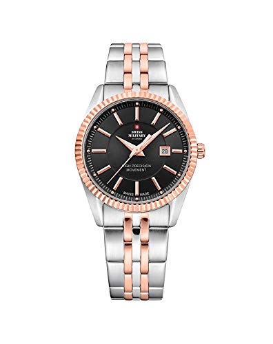 Swiss Military montre quartz analogique féminine au boîtier en acier inoxydable poli