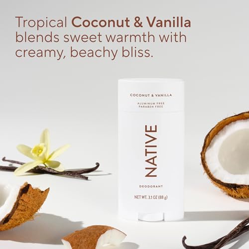 Image of Native Aluminum Free Deodorant, Coconut & Vanilla, Large Size Stick, 72 Hour Odor Control, for Women & Men, Contains Naturally Derived Ingredients, 3.1 oz