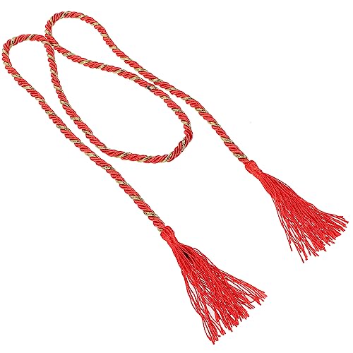 Vintage Japanese Kimono Tassel Waist Belt Elegant Waistband Accessory for Yukata and Traditional Dresses Slimming Decorative Waistband for Women Easy to Wear and Remove Chic Red