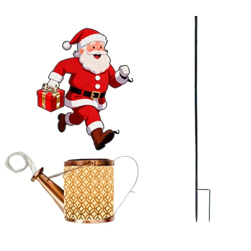 Luces de hervidor solar de Papá Noel – Decoraciones de Navidad solares impermeables decorativas – Linterna al aire libre para jardín y césped, para jardín, patio, entrada, terraza y