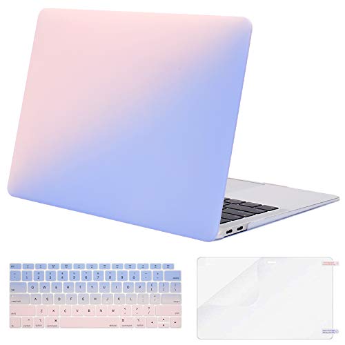 MOSISO MacBook Air 13 inch Case 2020 2019 2018 Release A2179 A1932 Retina Display, Plastic Pattern Hard Shell&Keyboard Cover&Screen Protector Only Compatible with MacBook Air 13, Pink & Serenity Blue