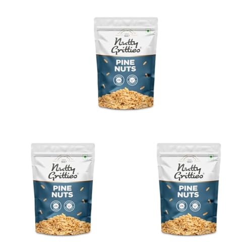 Image of Nutty Gritties Raw Pine Nuts Kernels 100g | Rich in Protein & Healthy Fats | High in Antioxidants | Healthy Snack | Resealable Pouch (Pack of 3)