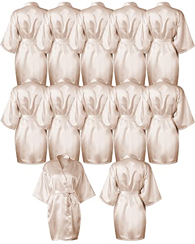 Patelai 12 Pcs 1 8 12 Pack Bridesmaids Robes for Women Silk Satin Kimono Short Robe Bulk Bridal...