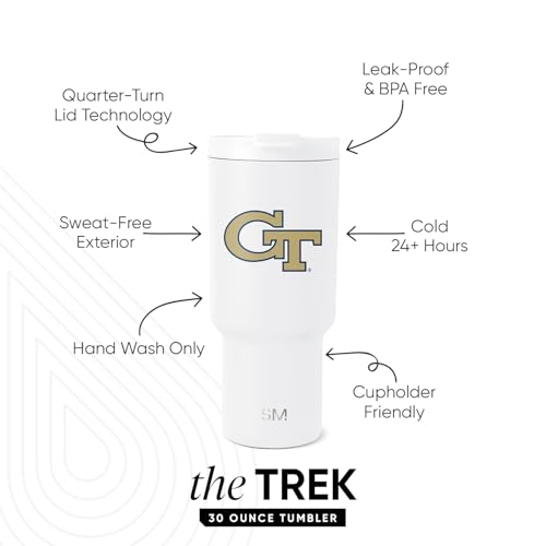 Image of Simple Modern Georgia Tech Yellow Jackets Tumbler & Straw, 30oz, Collegiate | Trek Officially Licensed Georgia Institute of Technology Insulated Water Bottle, Travel Mug | Football Gift for Him, Her